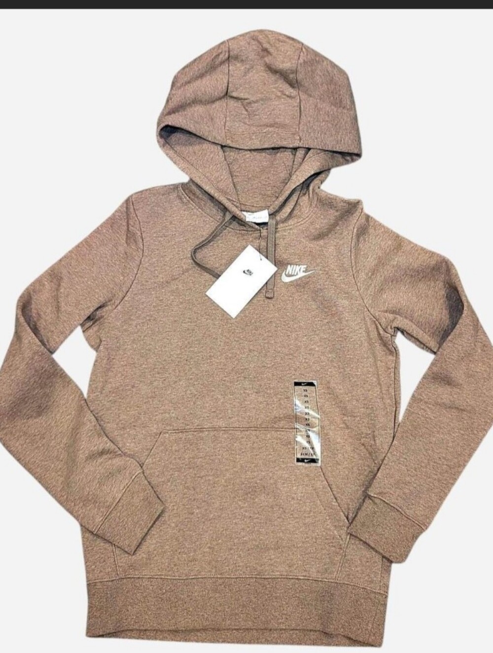Nike Sportswear Club Fleece Pullover Hoodie - Mink Brown Heather Size XS